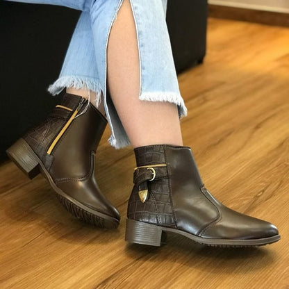 Bota Feminia Cano Curto Salto Baixo